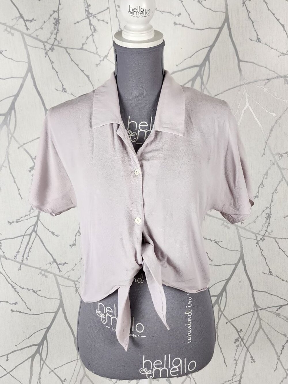 Wilfred Free Lilac Button Up Tie Front Cropped Blouse